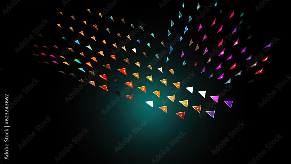 Poster abstract background with colorful triangles on a dark background. vector illustration generative ai