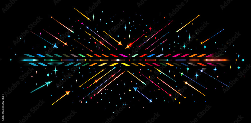 Poster abstract background with colorful lines and dots. generative ai