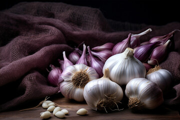 Image of Vegetable fresh bulb garlic background food printed on Printed Glass Splashbacks