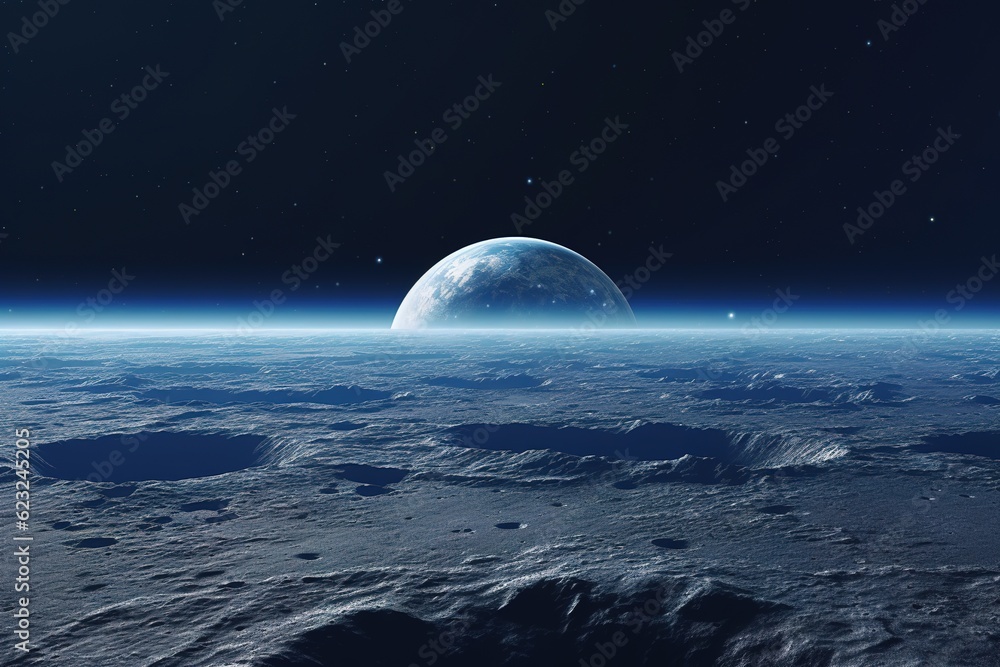 Wall mural earth rising over the moon