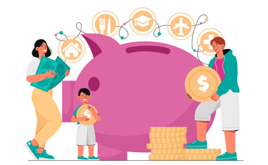 Family planning budget vector concept