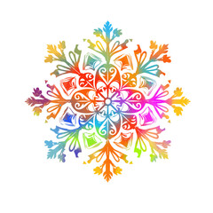 watercolor colorful snowflake. Vector illustration