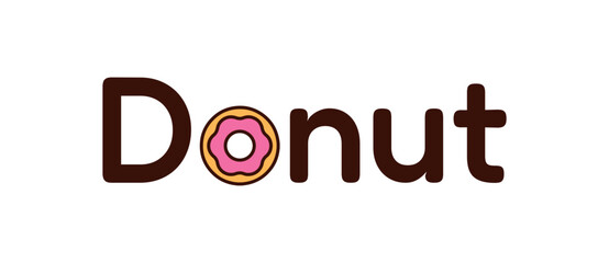 
vector illustration. donut simple flat icon. round dessert. sign or symbol. food. web. sweetness. pink. cake. logo for business with sweet donuts. confectionery