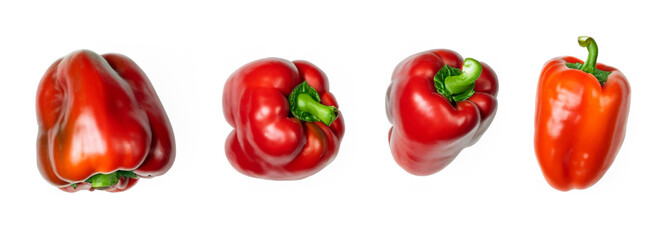 Bell peppers in various angles isolated on white background. Vegetables.