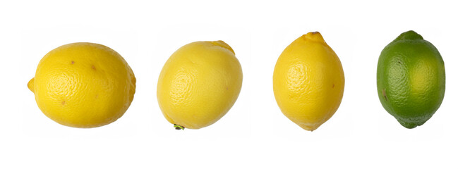 Lime in various angles isolated on white background.