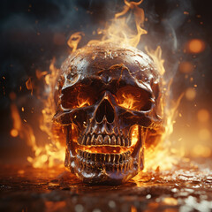 skull in fire/halloween concept 