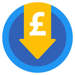 reduce costs icon with pound, flat