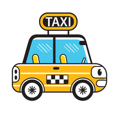 Yellow taxi cab cartoon vector illustration © ghrzuzudu