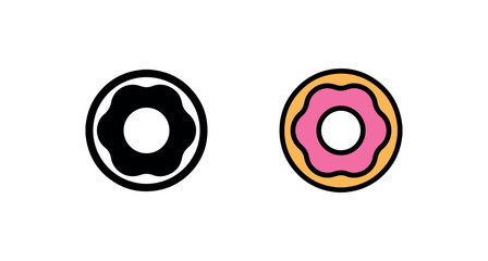 number eight made of colorful splashes/ vector illustration. donut simple flat icon. round dessert. sign or symbol. food. web. cake sweet. pink donut