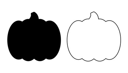 Pumpkin cookie shape. Vector cookie cutter design. Halloween, Thanksgiving pumpkin black illustration, icon. Die cut, laser cutting. Shape for cutting.