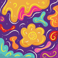 Fototapeta na wymiar Vibrant colored hand drawn pattern background Vector