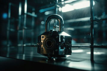 illustration of closed padlock on glowing background, cybersecurity. Safety concept. generative AI