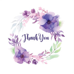 Thank you card flowers wreath watercolor paint