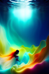 Obraz na płótnie Canvas silhouette of a person with a rainbow