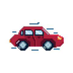 Vector Cartoon Pixelart City car Isolated Illustration