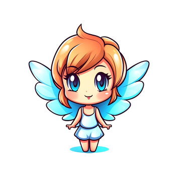 cartoon fairy on white background, clipart isolated on transparent background, generative ai