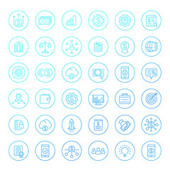 Venture capital, investments, hedge funds, finance line icons set