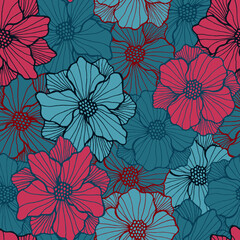 Beautiful anemone blossom seamless sample. Organic floral background. Anemone flower
