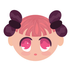 Isolated cute chibi female anime children hand drawn character avatar Vector