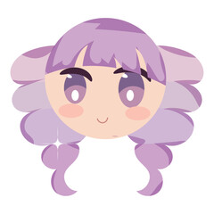 Isolated cute chibi female anime children hand drawn character avatar Vector