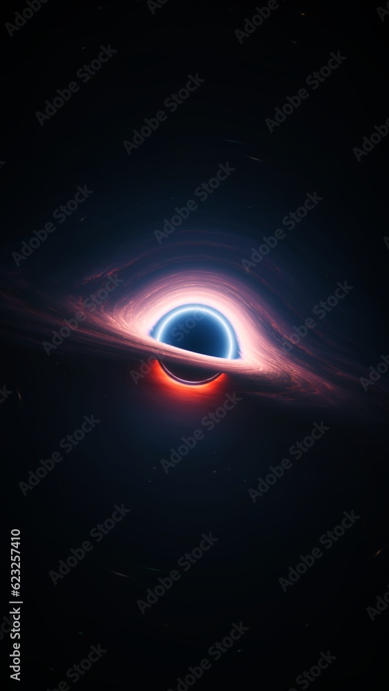 Wall mural giant singularity in outer cosmos. vertical astrophysics 3d illustration background. interstellar bl