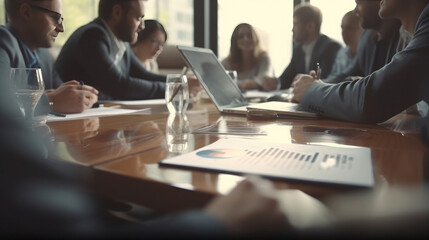 Close-up of accountant team working in office, a team discussing financial reports