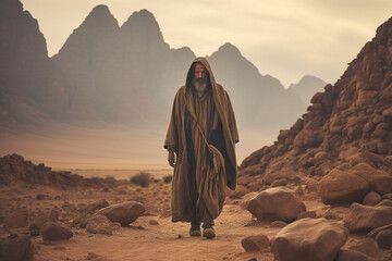 Moses leads the Jews through the desert, Moses led his people to the Promised Land through the Sinai desert. Religion Bible, History. Escape.