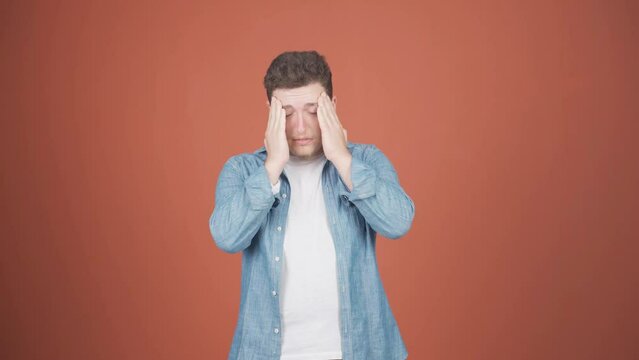 Man with migraine is experiencing pain.