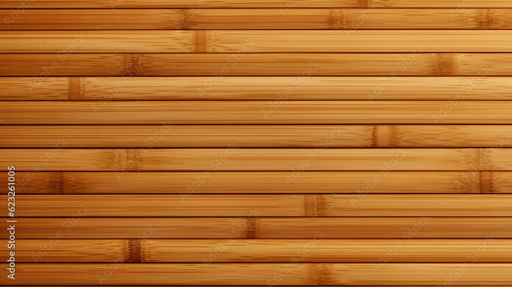 Poster Close-up detail of rustic wood bamboo surface texture background. Generative ai.