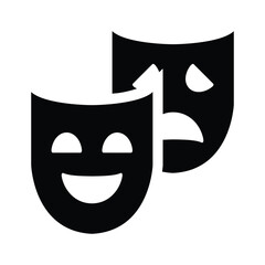 Theater masks icon. Comedy and tragedy symbol. Flat Vector illustration