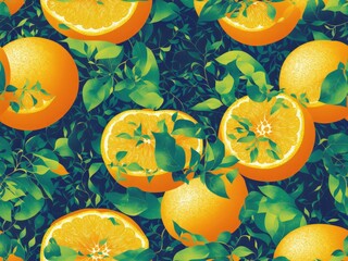 Seamless Patterns: citrus fruit Highly Detailed