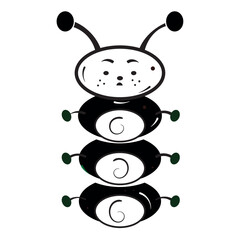 Isolated silhouette of a worm sketch character Vector