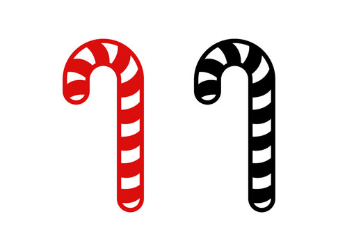 Candy cane icon, illustration. Christmas peppermint candy cane.