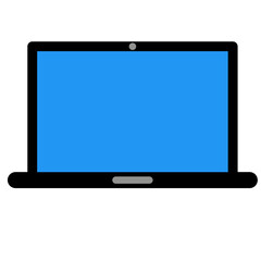 laptop icon, single icon of laptop with blank blue screen