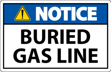 Fototapeta premium Notice Sign Buried Gas Line On White Background