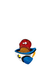 Cartoon funny colorful scene of cosmos galactic alien ufo isolated illustration for children