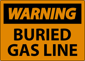 Warning Sign Buried Gas Line On White Background