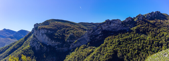 panorama of the mountains in autumn