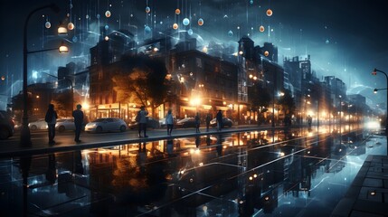 Fototapeta premium Connected Cities: Smart City Communication and Global Network