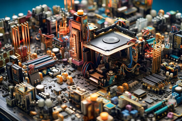Obraz premium High-Tech Circuitry: Close-up of a Motherboard - generative ai