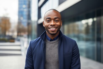 Fototapeta premium Portrait of a smiling african american man in the city