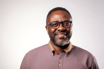 Portrait of a happy african american man wearing glasses.
