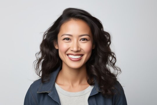 Portrait of a smiling young asian woman looking at camera.