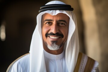Portrait of a smiling middle-eastern man in traditional clothing