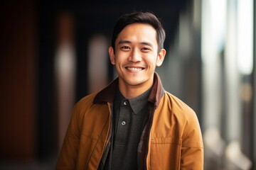 Obraz premium Portrait of a handsome young asian man smiling at the camera