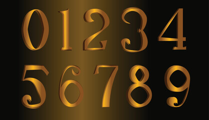 Golden Metallic font, Numbers font 