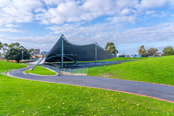 Public concert hall in a public park in Melbourne, Australia. - obrazy, fototapety, plakaty