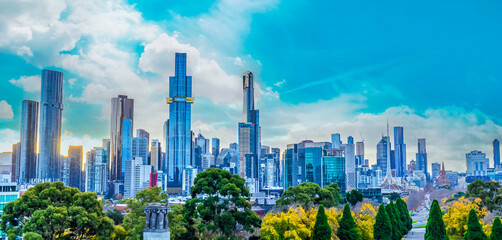 Naklejka premium Skyline of the city. Melbourne, Victoria, Australia