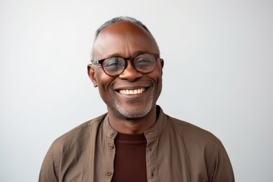 Portrait of a smiling mature african american man wearing glasses