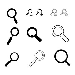 magnifier icon set, Vector illustration flat design on white background.